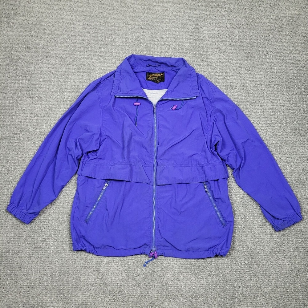 Vintage Eddie Bauer Jacket Womens Large Full Zip Purple Thin Coat USA Made